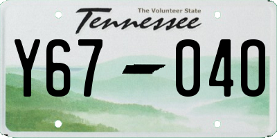 TN license plate Y6704O