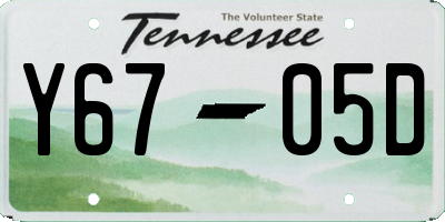 TN license plate Y6705D