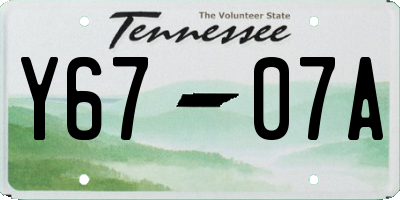 TN license plate Y6707A