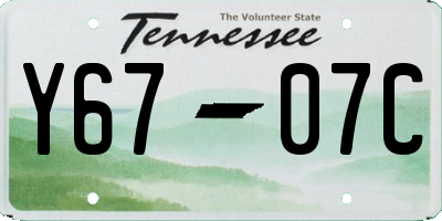 TN license plate Y6707C