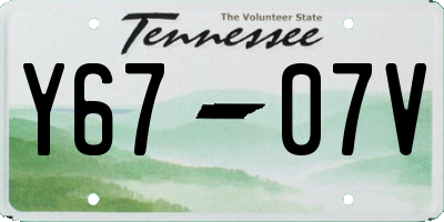 TN license plate Y6707V