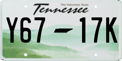 TN license plate Y6717K