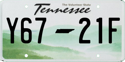 TN license plate Y6721F