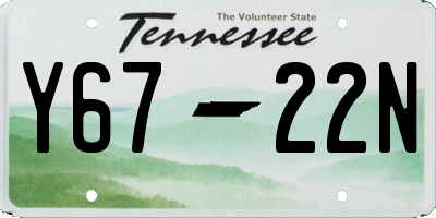TN license plate Y6722N