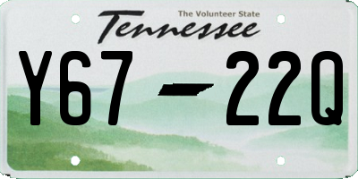 TN license plate Y6722Q