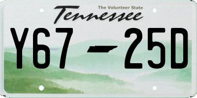TN license plate Y6725D