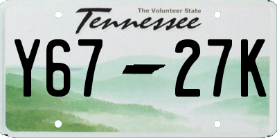TN license plate Y6727K