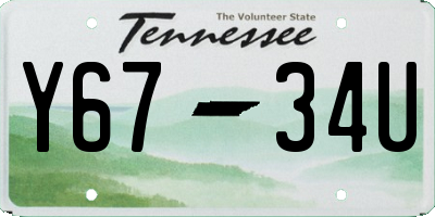 TN license plate Y6734U