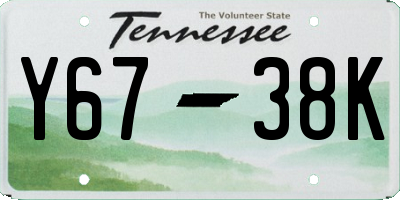TN license plate Y6738K