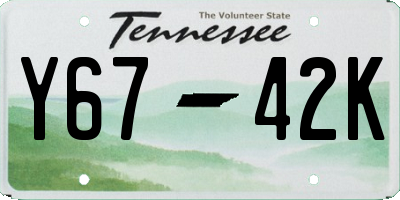 TN license plate Y6742K