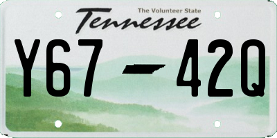 TN license plate Y6742Q
