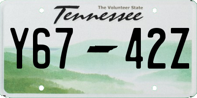 TN license plate Y6742Z