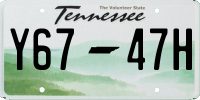 TN license plate Y6747H