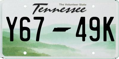 TN license plate Y6749K