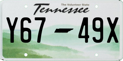 TN license plate Y6749X