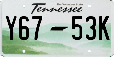 TN license plate Y6753K