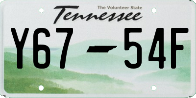 TN license plate Y6754F