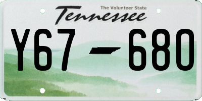 TN license plate Y6768O