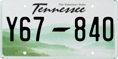 TN license plate Y6784O
