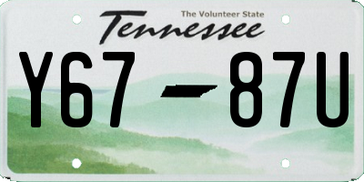 TN license plate Y6787U