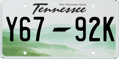 TN license plate Y6792K