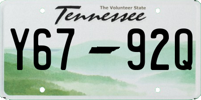 TN license plate Y6792Q