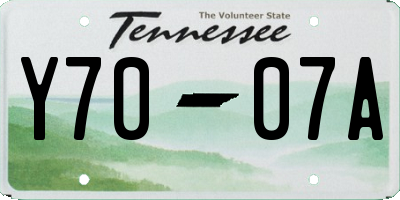 TN license plate Y7007A