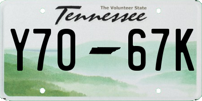 TN license plate Y7067K
