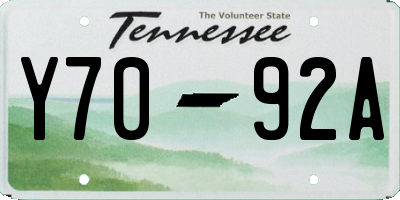 TN license plate Y7092A