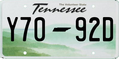 TN license plate Y7092D