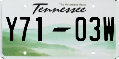 TN license plate Y7103W