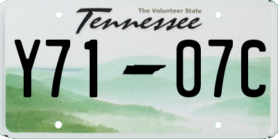 TN license plate Y7107C
