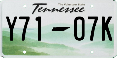 TN license plate Y7107K
