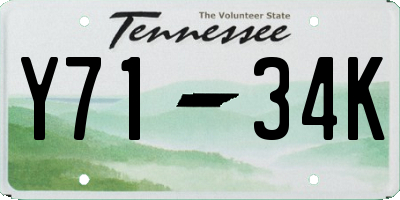 TN license plate Y7134K