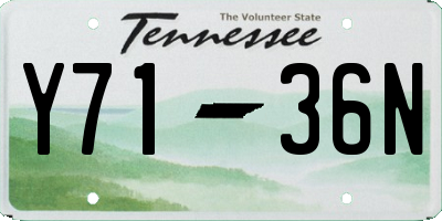 TN license plate Y7136N