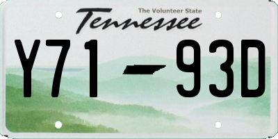 TN license plate Y7193D