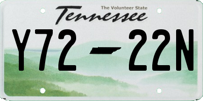 TN license plate Y7222N