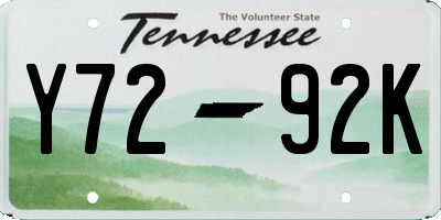 TN license plate Y7292K