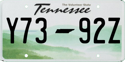 TN license plate Y7392Z