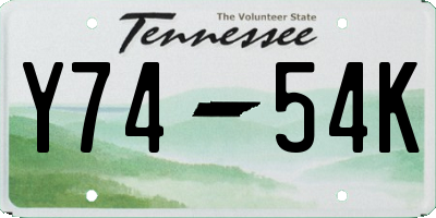 TN license plate Y7454K