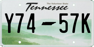 TN license plate Y7457K