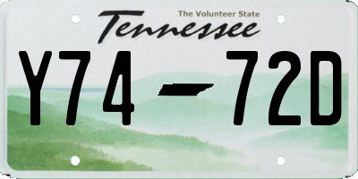 TN license plate Y7472D