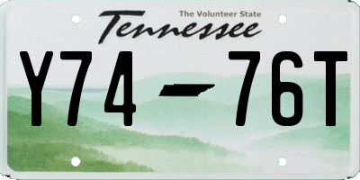 TN license plate Y7476T