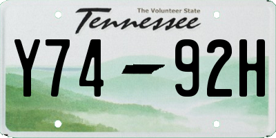 TN license plate Y7492H