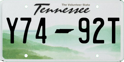 TN license plate Y7492T