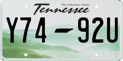 TN license plate Y7492U
