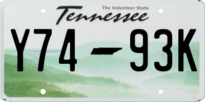 TN license plate Y7493K