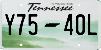 TN license plate Y7540L