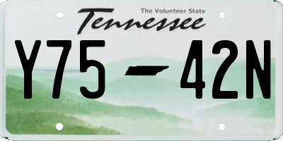 TN license plate Y7542N