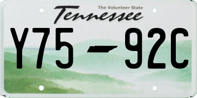 TN license plate Y7592C